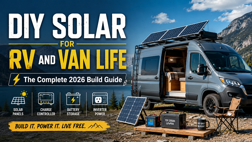 DIY solar panels mounted on RV and van roof — 400W system with LiFePO4 battery for boondocking 2026